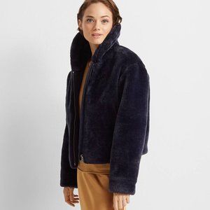 Club Monaco Navy Faux Fur Jacket